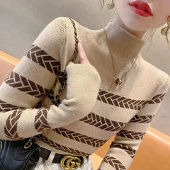 Striped Half Neck Knit Sweater
