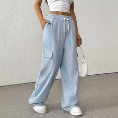 High Waist Striped Work Pants