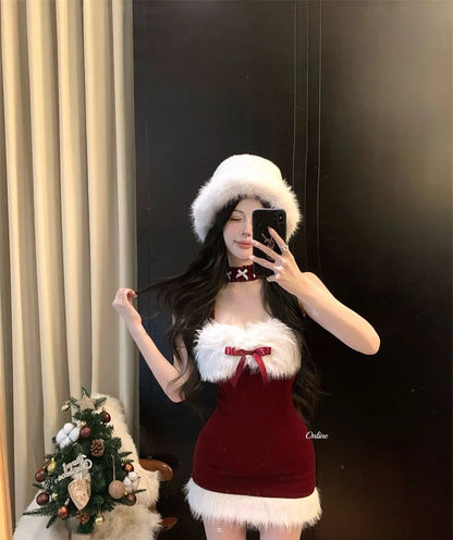 Sexy Bow Christmas Mini Dress