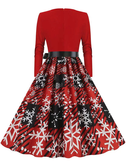 Vintage V-Neck Christmas Dress