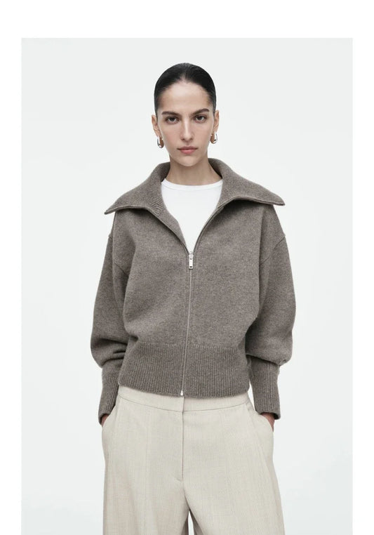 Waist-Cinching Knit Pilot Jacket