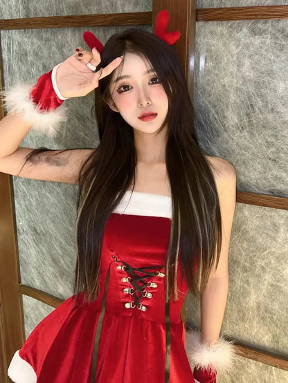 Velvet Santa Claus Mini Dress
