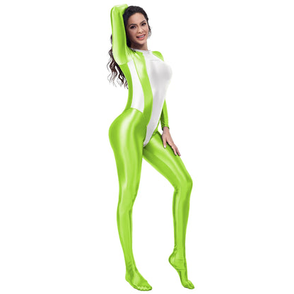 Glossy Patchwork Stretch Jumpsuit