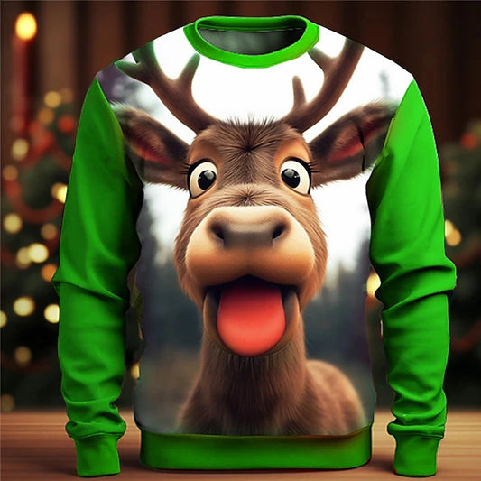 Reindeer Graphic Christmas Sweatshirt