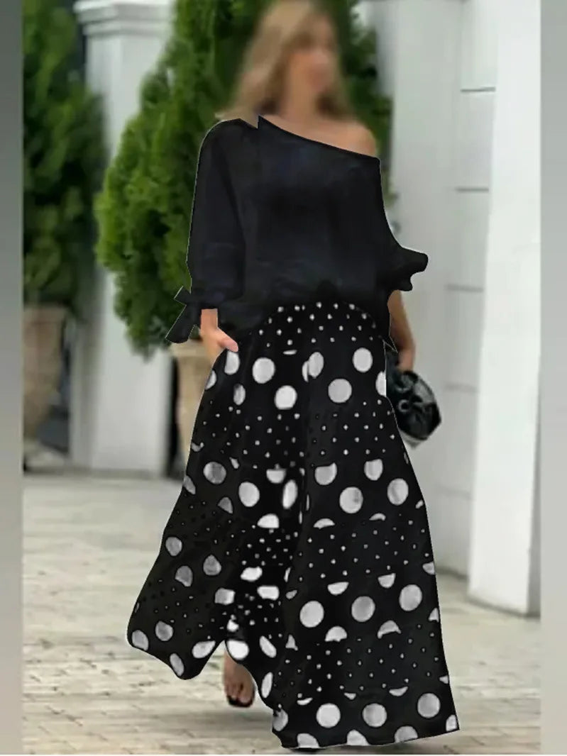 Asym Neck Polka Dot Set