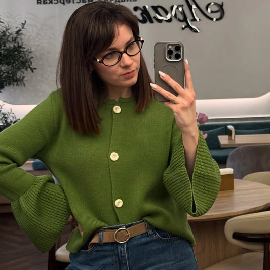 Ribbed Patchwork Knit Cardigan