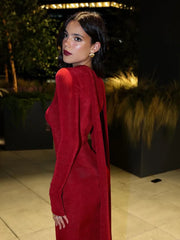 Solid Long Sleeve Bodycon Maxi Dress