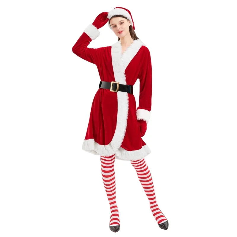 Velvet V-Neck Wrap Christmas Dress