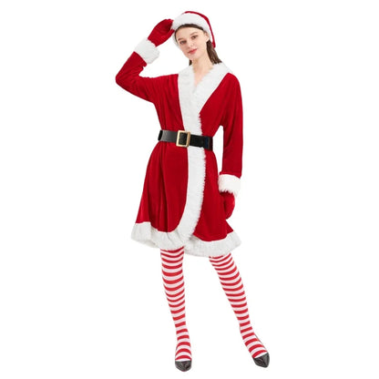 Velvet V-Neck Wrap Christmas Dress