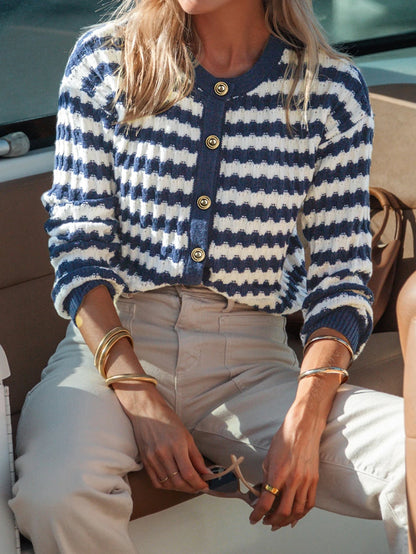 Striped Loose Knit Cardigan