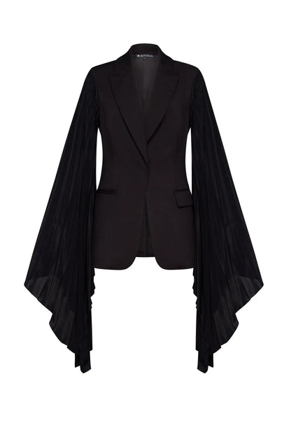 Asymmetric Pleated Blazer