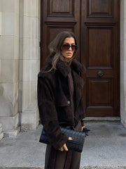 Suede Lace-up Lapel Jacket