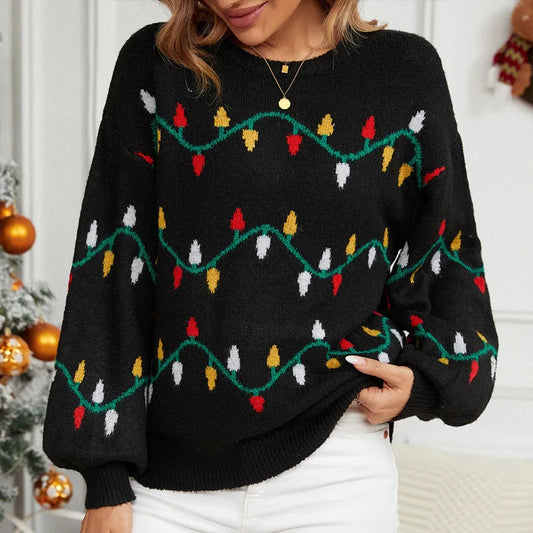 Women’s Lantern Sleeve Christmas Knit Sweater