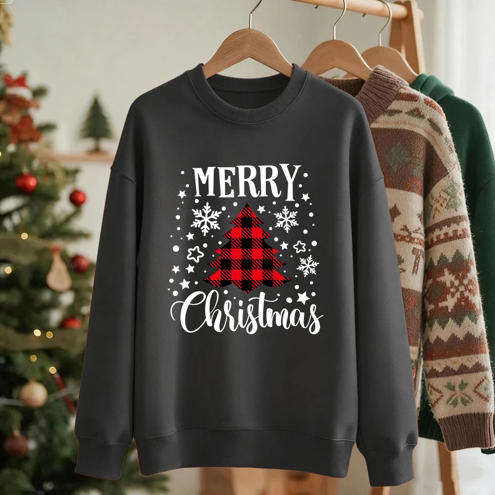 Red Christmas Tree Print Sweatshirt