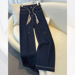 Blue Wide-Leg Denim Jeans