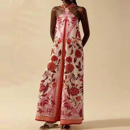 Off Shoulder Print Wide Leg Jumpsuit