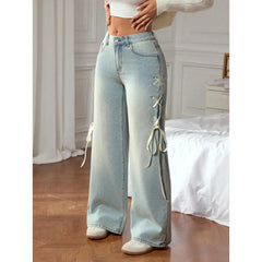Bow Bandage Wide Leg Jeans