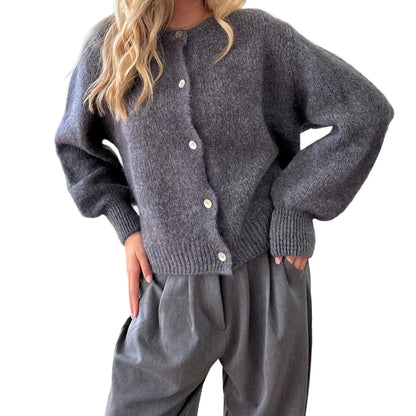 Single-Breasted Long Sleeve Knit Sweater