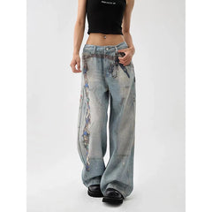 Printed Baggy Cargo Jeans