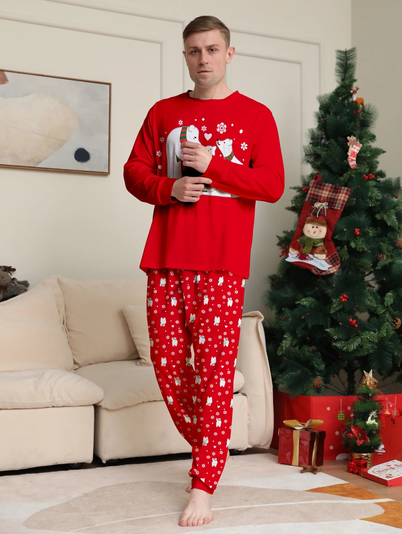 Red Polar Bear "Merry Christmas" Pajama Set