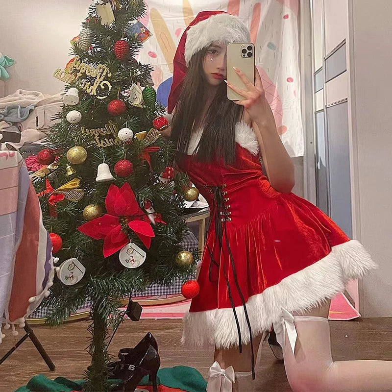 Velvet Santa Claus Mini Dress
