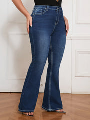 High Waist Embroidered Flared Jeans