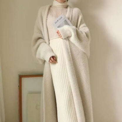 Fluffy Knit Cashmere Sweater Coat