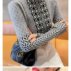Color-Block Turtleneck Knit Sweater