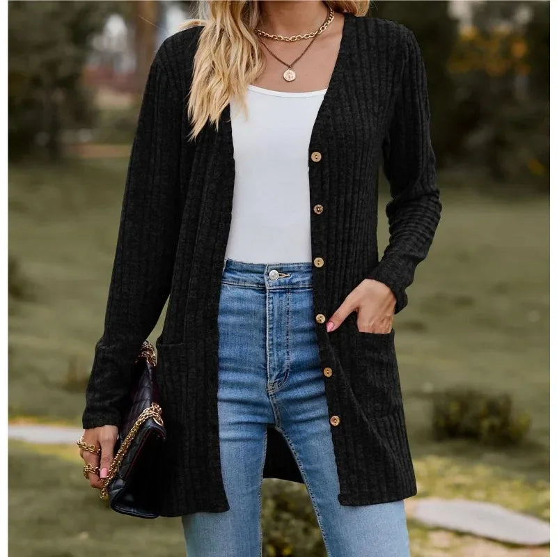 V-Neck Button Knit Cardigan
