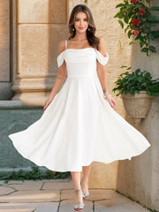 Off-Shoulder Solid Long Dress