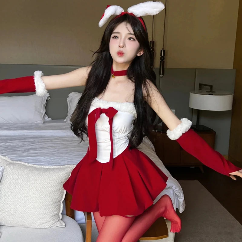 Velvet Red Bunny Christmas Dress