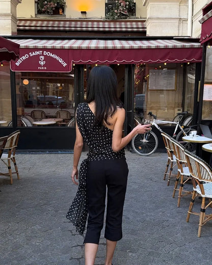 Polka Dot One Shoulder Set