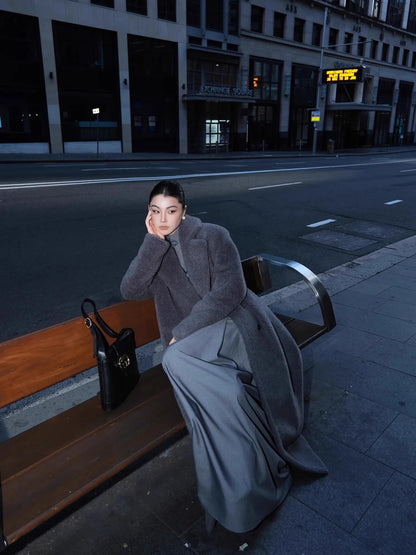 Grey Pleated Floor Length Skirt