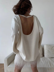 Backless Patchwork Knit Sweater