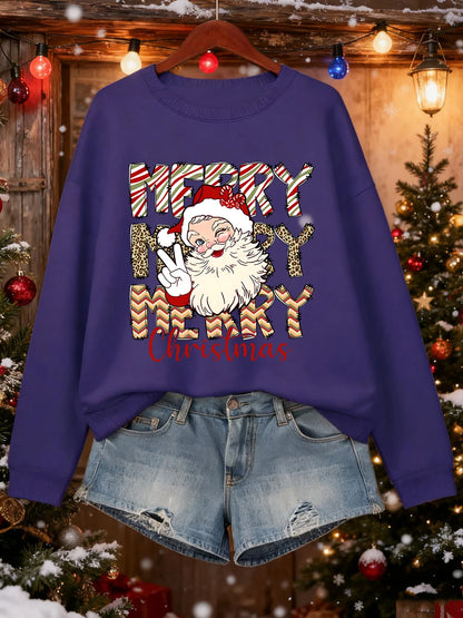 Santa Claus Print Christmas Sweatshirt