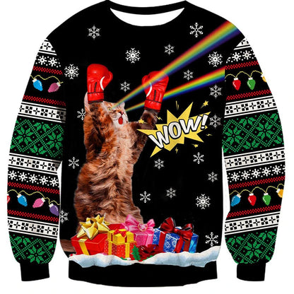 3D Goat Print Ugly Christmas Sweater