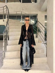 Vintage Y2K Black See-Through Cardigan