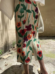 Vintage Print Midi Skirt