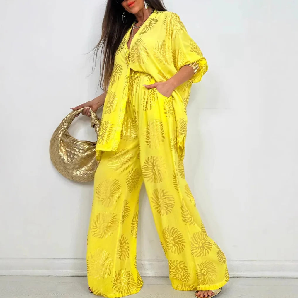 Oversized Print Shirt and Pants Set