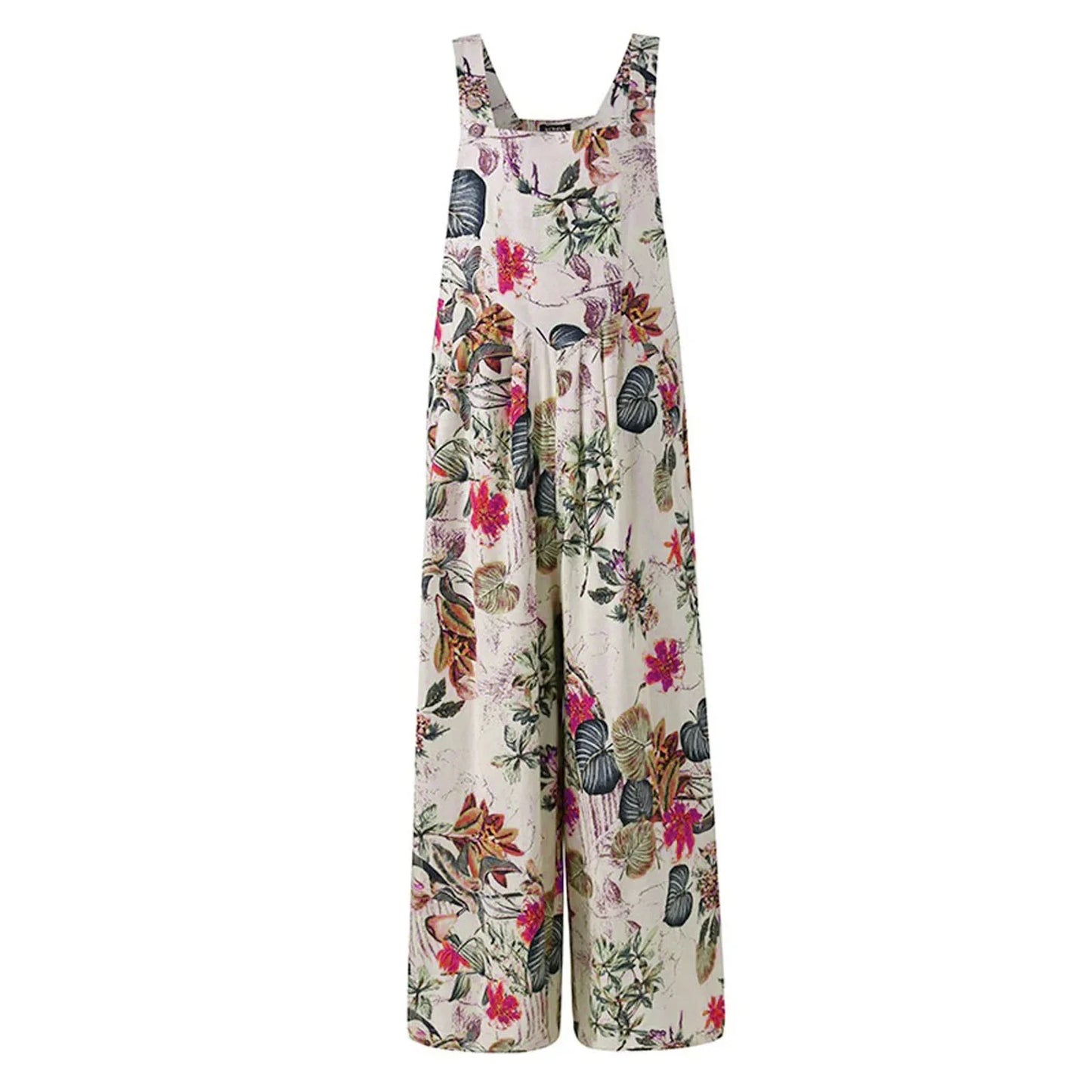 Floral Square Neck Cotton Jumpsuit