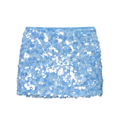 High Waist Sequin Mini Skirt