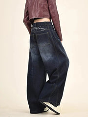 Embroidered Loose Wide Leg Jeans