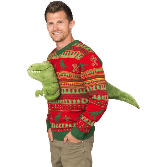 3D Dinosaur Print Unisex Christmas Sweater