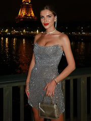 Strapless Shiny Mini Dress