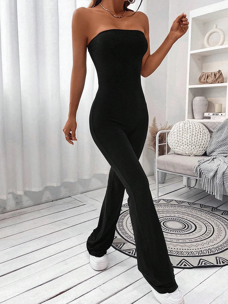 Drawstring Flare Leg Jumpsuit