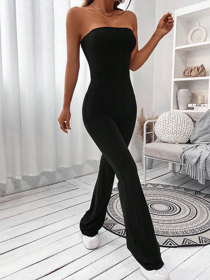 Drawstring Flare Leg Jumpsuit