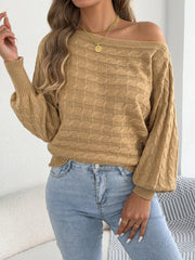 Round Neck Lantern Sleeve Sweater
