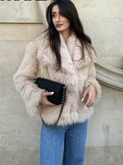 Cropped Faux Fur Snap Jacket