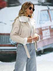 Faux Lamb Fur Leather Jacket