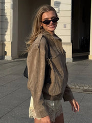 Short Suede Zipper Jacket